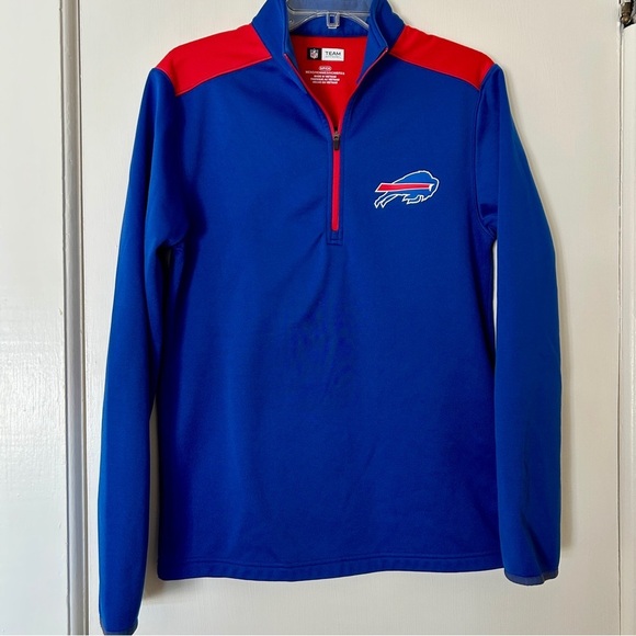 NFL Buffalo Bills Quarter Zip Fleece Pullover Blue Red Team Logo size Small - Picture 2 of 12